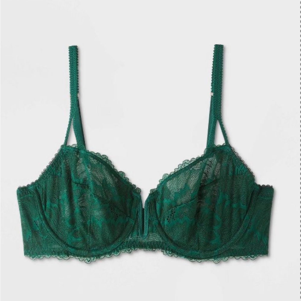 Brand New with Tags Olive Green Unlined Lace Bralette